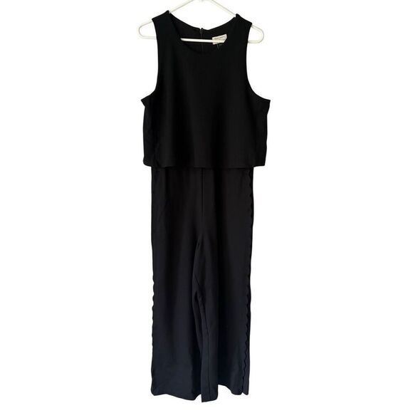 NEW Anthropologie Freya Scalloped Jumpsuit size 12 Black - Picture 5 of 15